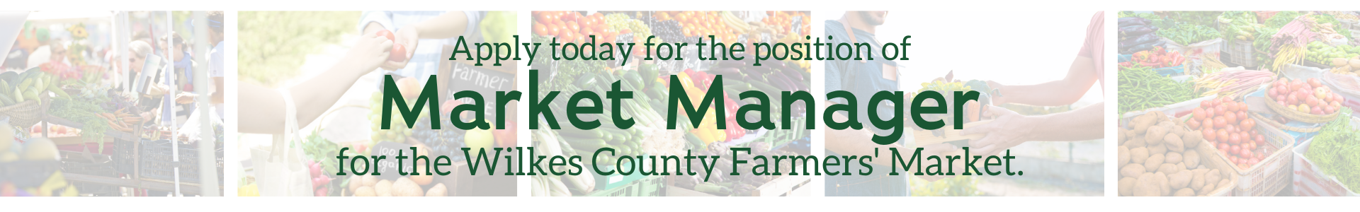 wcfm farmers market manager apply today banner downtown north wilkesboro